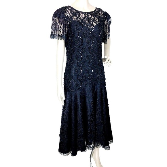 VTG Dark Romance Goth Witchycore Halloween Wedding Black Lace Beads Party Dress - Picture 1 of 11